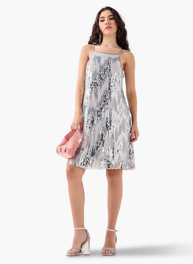 تواكستريمز فستان بحمالات مزين بالترتر - Image 2