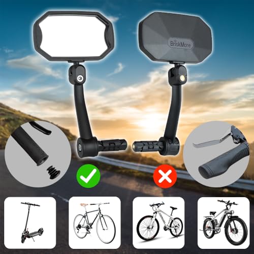 BriskMore Bar End Bike Mirrors, High–Definition Convex Glass Lens for E-Bike Handlebars, Scratch Resistant, Safe Rearview 1 Pair Bicycle Mirror BT-015(Right And Left Side) - Image 2