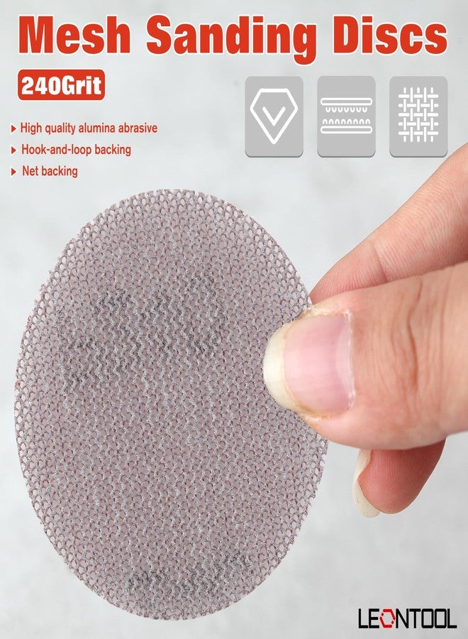 LEONTOOL 2 Inch Mesh Abrasive Mesh Sandpaper Hook and Loop Sanding Discs 240 Grit, Pack of 35 Dust Free Net Sandpaper Abrasives Pads Drywall Sander Sandpaper for Metal, Wood, Composites - Image 5