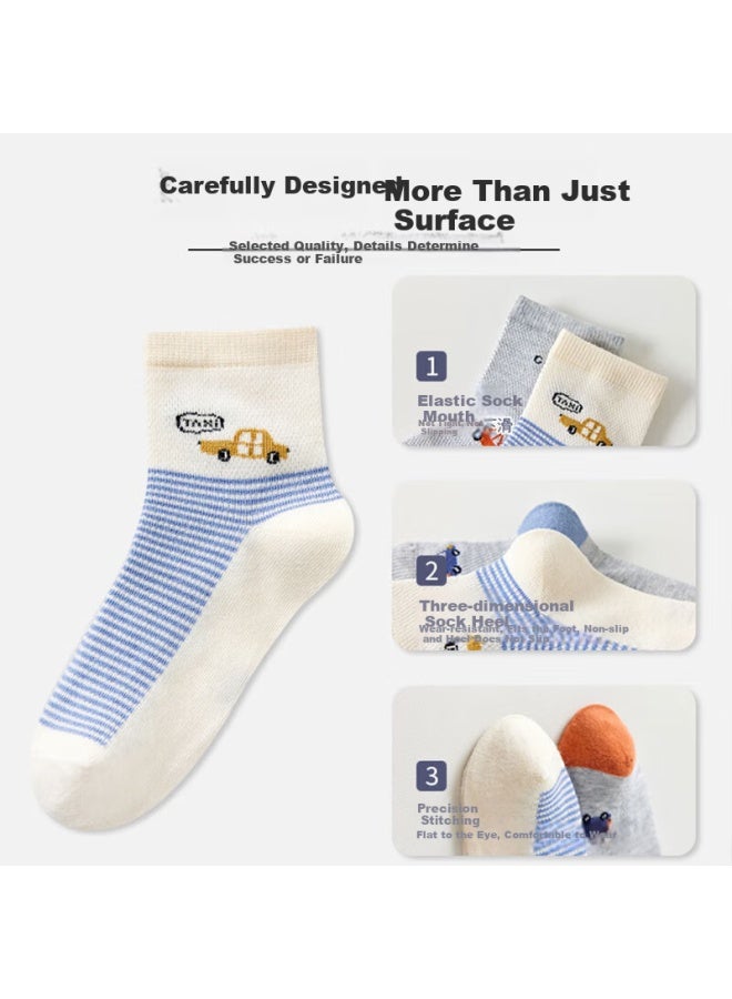 Yimian Boys' Summer Thin Mesh Combed Cotton Mid-calf Socks For Children Boys Students Big Boys 8 Pairs - Image 4