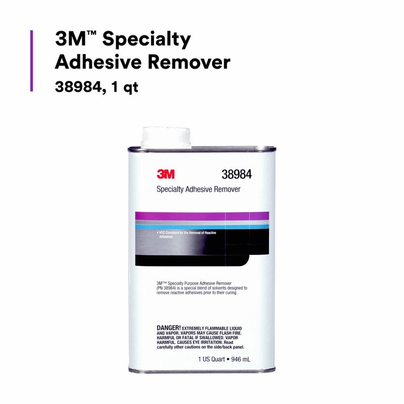 3M Specialty Adhesive Remover 38984, Transparent, Solvent Based, Easy Residue Removal, 1 quart - Image 3