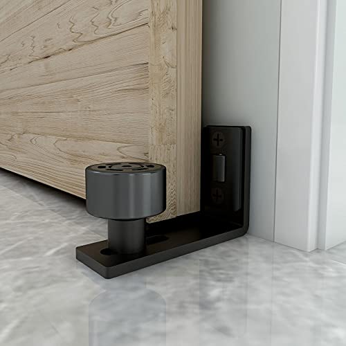 CCJH Sliding Barn Door Floor Guide Adjustable Wall Mounted Bottom Double Rollers Guide Black 1pcs - Image 1