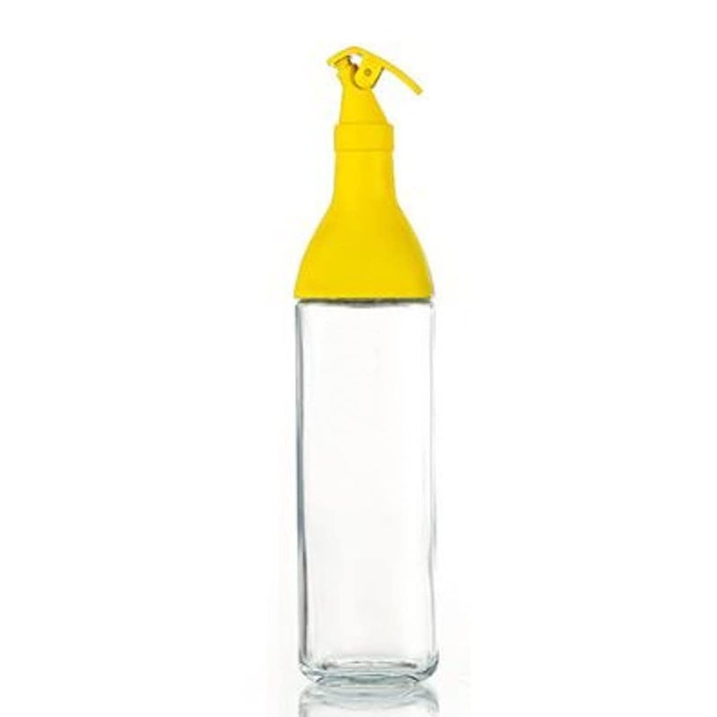 SHFTI Olive Oil Dispenser Oil and Vinegar Dispenser Oil and Vinegar Bottle Set with Funnel Olive Oil Bottle and Vinegar Bottle Glass Set SQUARE YELLOW - Image 1