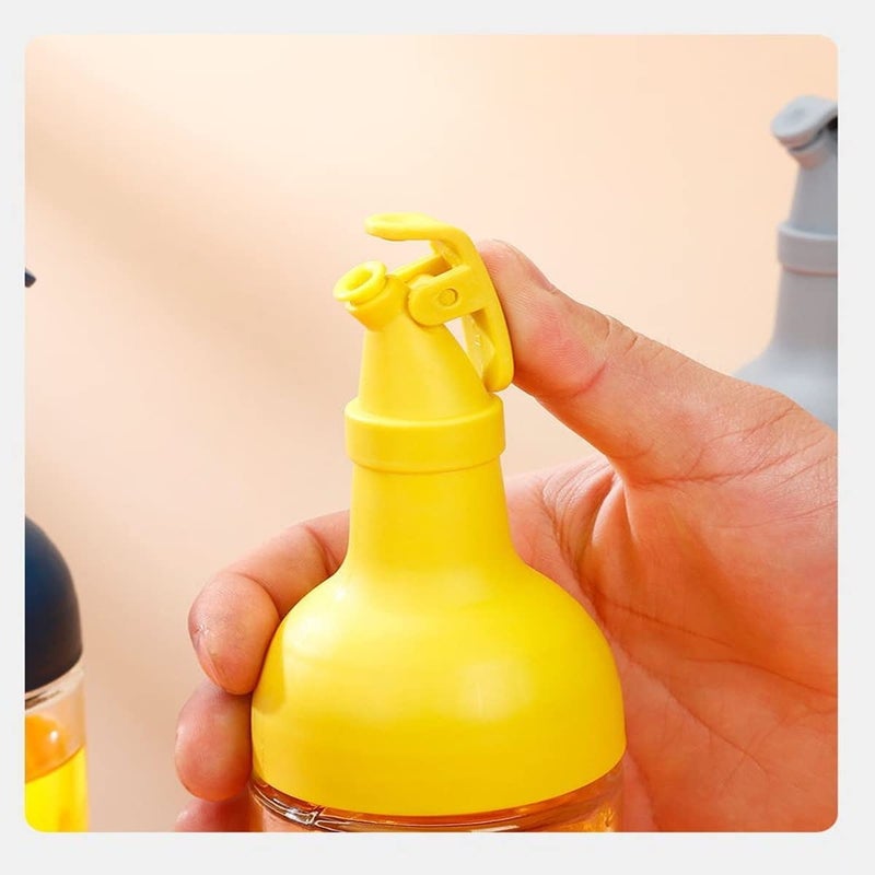 SHFTI Olive Oil Dispenser Oil and Vinegar Dispenser Oil and Vinegar Bottle Set with Funnel Olive Oil Bottle and Vinegar Bottle Glass Set SQUARE YELLOW - Image 3