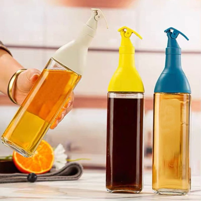 SHFTI Olive Oil Dispenser Oil and Vinegar Dispenser Oil and Vinegar Bottle Set with Funnel Olive Oil Bottle and Vinegar Bottle Glass Set SQUARE YELLOW - Image 5