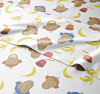 CGK Unlimited CGK Unlimited Monkey Sheet Set, Boys Sheets, Kids Sheets, Twin Size Kids Sheets, Toddler Sheets, Toddlers Sheets for - Image 1