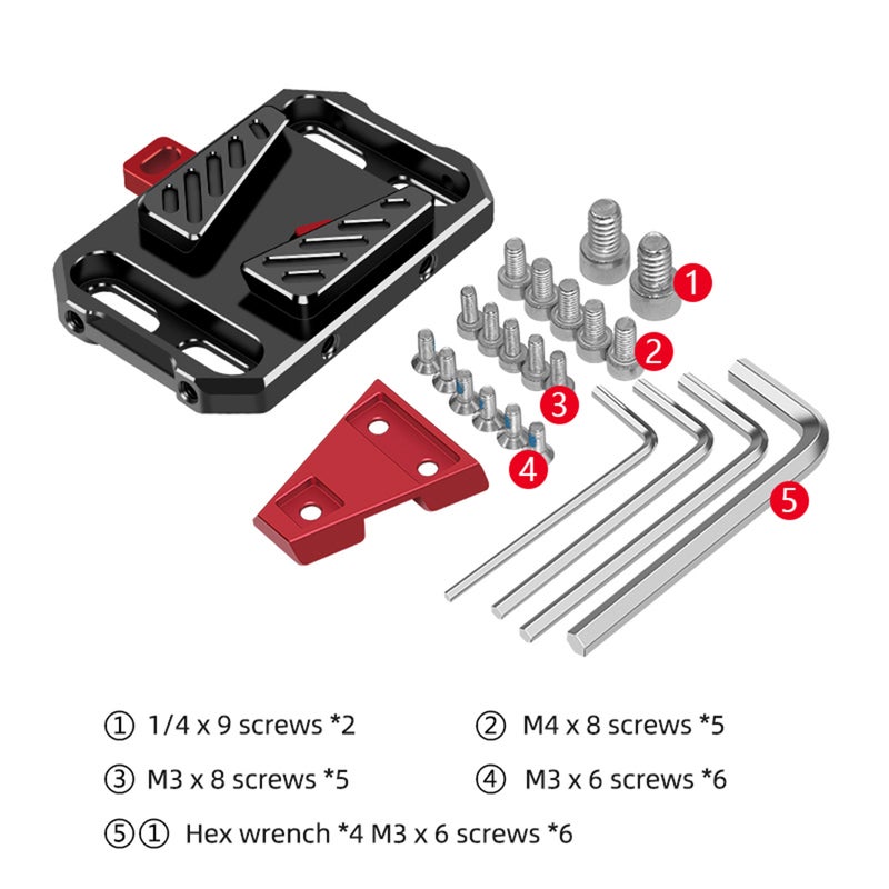 لوحة بطارية Mini V Mount محول لوحة بطارية V Lock من سبائك الألومنيوم مع فتحة ل винت 1/4 بوصة و 3/8 بوصة و M4 - Image 3
