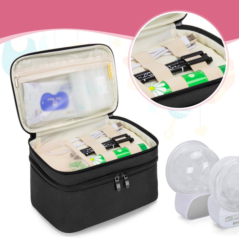 BAFASO Wearable Breast Pump Bag Compatible with Momcozy S12 Pro, Momcozy M5, Elvie Breast Pump, Carrying Case for Wearable Breast Pump and Extra Parts, Black - Image 3
