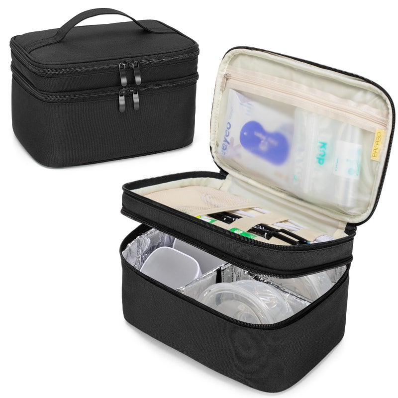 BAFASO Wearable Breast Pump Bag Compatible with Momcozy S12 Pro, Momcozy M5, Elvie Breast Pump, Carrying Case for Wearable Breast Pump and Extra Parts, Black - Image 1