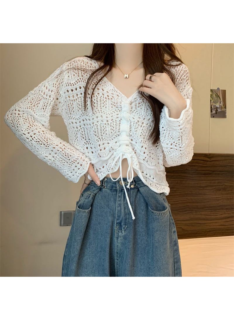 Generic - Sweet Spicy V-Neck Cropped Sweater White [quality version]] - Image 1
