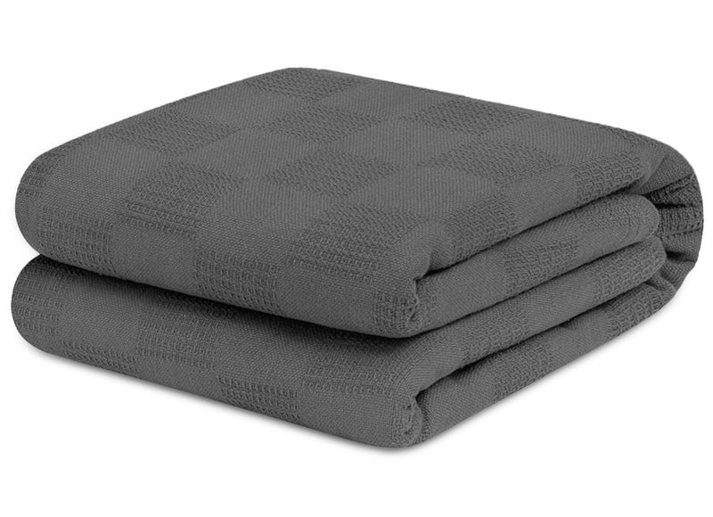 Avalonbedding Avalon Bedding 100% Cotton Blanket Twin Size Thermal Blanket (72"x90") - Perfect Cotton Blankets Twin Size for Layering Bed in Any Season - Cotton Blankets for Bed (Grey) - Image 1