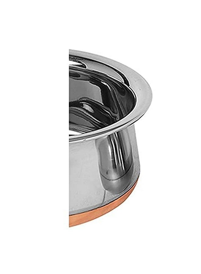 Nirvika Steel Handi Set Copper Bottom Handi Set with lid/Cookware Serving Dinner Bowl patila tapeli of 5 Pieces Size: 1.600 L, 1.200 L, 0.850 L, 0.650 L, 0.400 L - Image 5