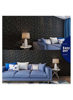 SYOSI 10Pcs Decorative 3D Wall Panels in Diamond Design 3D Wall Panel Diamond for Interior Wall Décor PVC Flower Textured Wall Panels for Living Room Lobby Bedroom Hotel Office Black 30 * 30cm  - Image 3