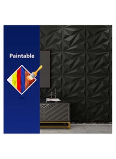 SYOSI 10Pcs Decorative 3D Wall Panels in Diamond Design 3D Wall Panel Diamond for Interior Wall Décor PVC Flower Textured Wall Panels for Living Room Lobby Bedroom Hotel Office Black 30 * 30cm  - Image 5