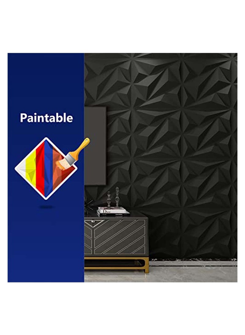 SYOSI 10Pcs Decorative 3D Wall Panels in Diamond Design 3D Wall Panel Diamond for Interior Wall Décor PVC Flower Textured Wall Panels for Living Room Lobby Bedroom Hotel Office Black 30 * 30cm  - Image 5