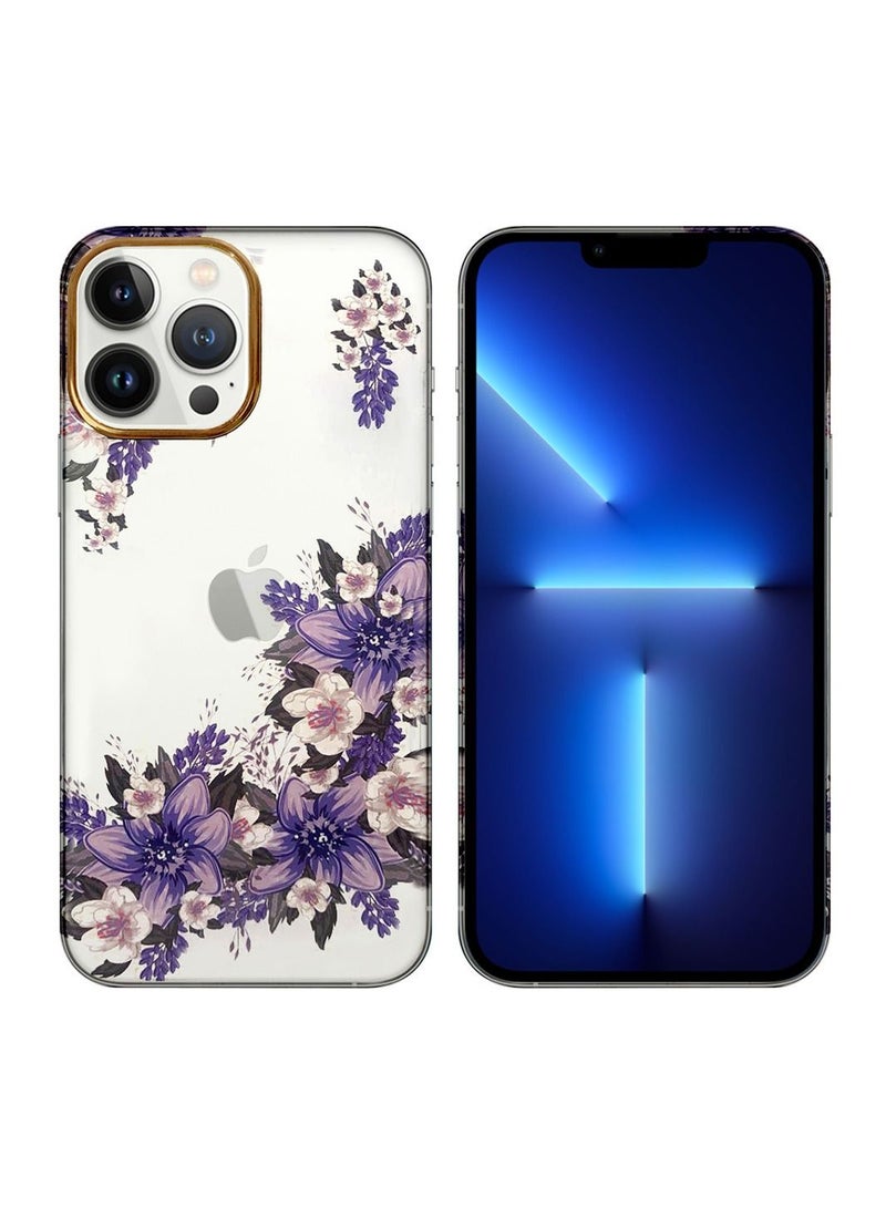 JOWAY iPhone 13 Pro Max Floral Clear Case Ultra Slim Shockproof Flower Print Transparent Cover Design 2 - Image 2