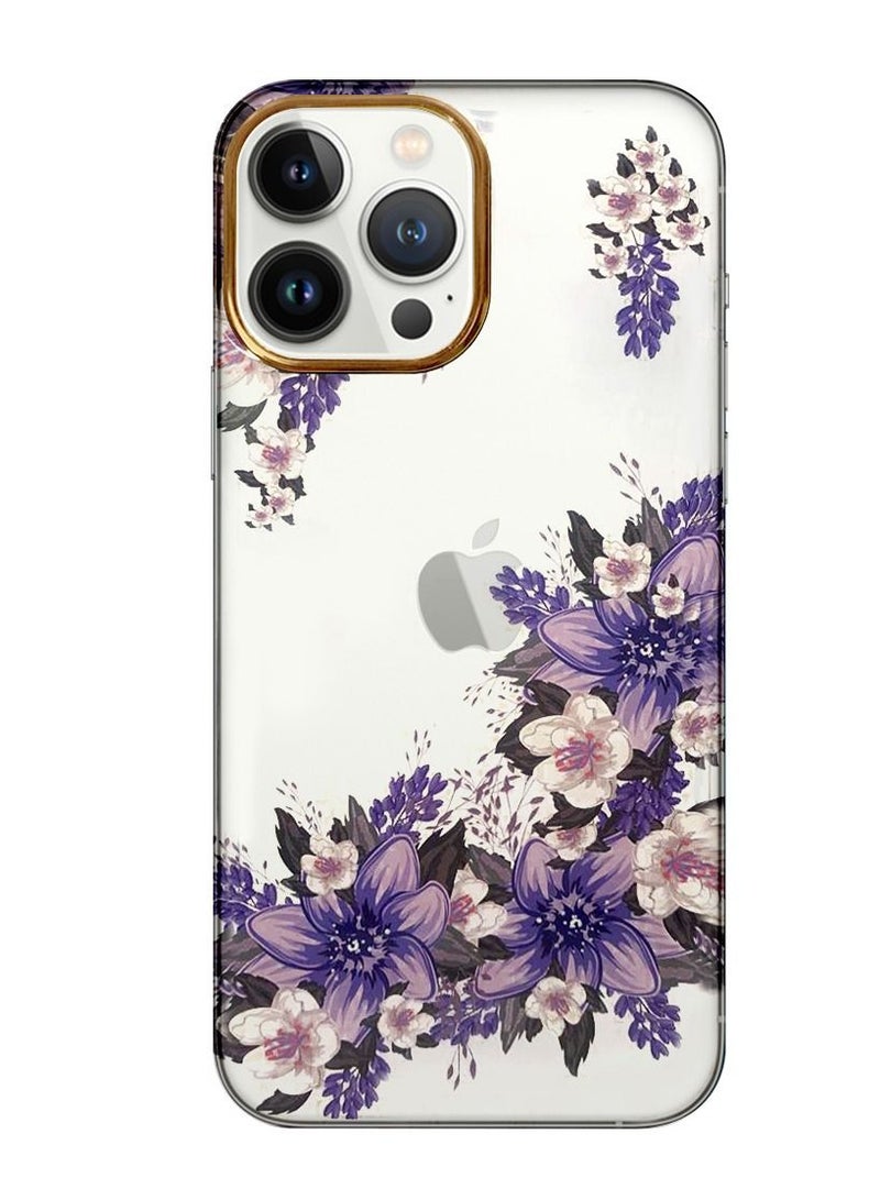 JOWAY iPhone 13 Pro Max Floral Clear Case Ultra Slim Shockproof Flower Print Transparent Cover Design 2 - Image 1