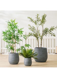 Fiber Clay Pot With Ribbon Design Outdoor Plants Pot Garden Decor| Decorative Planters For Home Garden 32x32x32 cm - Dark Grey 231202708947 - pzsku/Z2E5DC2973E8DC6F3986EZ/45/_/1730975269/6f13f38e-3c18-4c44-bb77-d6830cc5fbaf