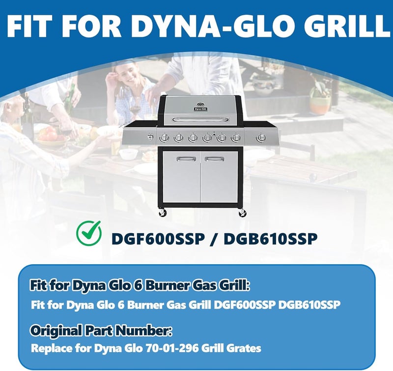 SafBbcue شبكات شواء DGF600SSP و DGB610SSP، بديل لقطع غيار شواية Dyna Glo ذات السخان السادس؛ شبكة شواء مصنوعة من الحديد الزهر بطول 16.5 بوصة، عدد 3 قطع. - Image 3