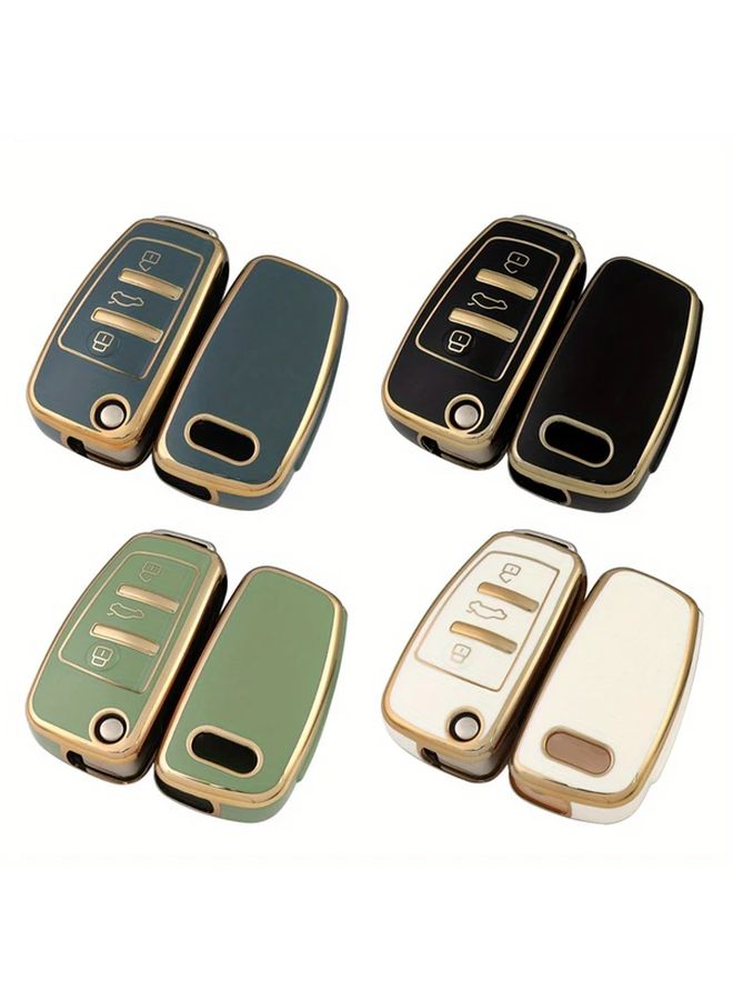 Grayish Blue TPU Car Key Fob Cover 3 Button Durable Stylish Accessory - Image 1