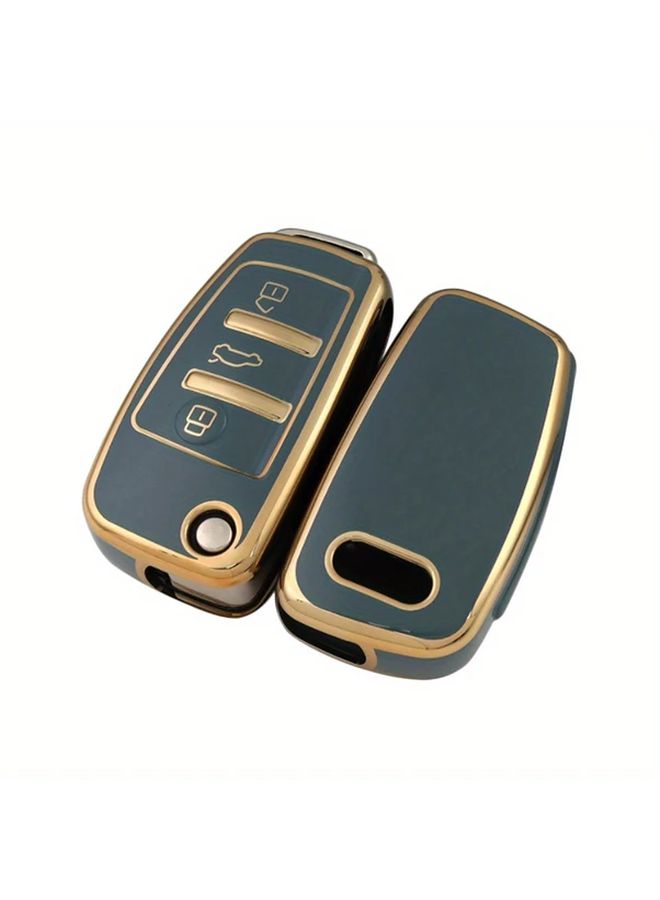 Grayish Blue TPU Car Key Fob Cover 3 Button Durable Stylish Accessory - Image 4