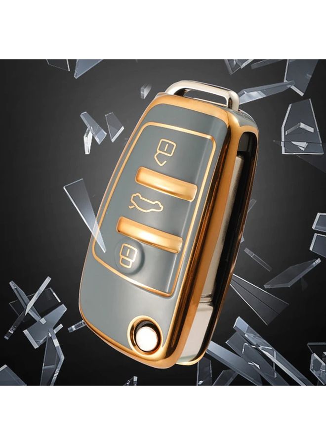 Grayish Blue TPU Car Key Fob Cover 3 Button Durable Stylish Accessory - Image 3