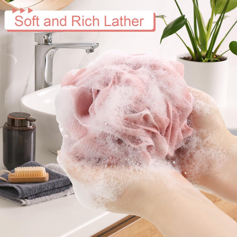 GoWorth Loofah Sponge Pack of 4, Deep Cleansing Body Scrubber for Shower, Exfoliating Bath Sponge with Handle for Women and Men (001, 50g) - Image 4