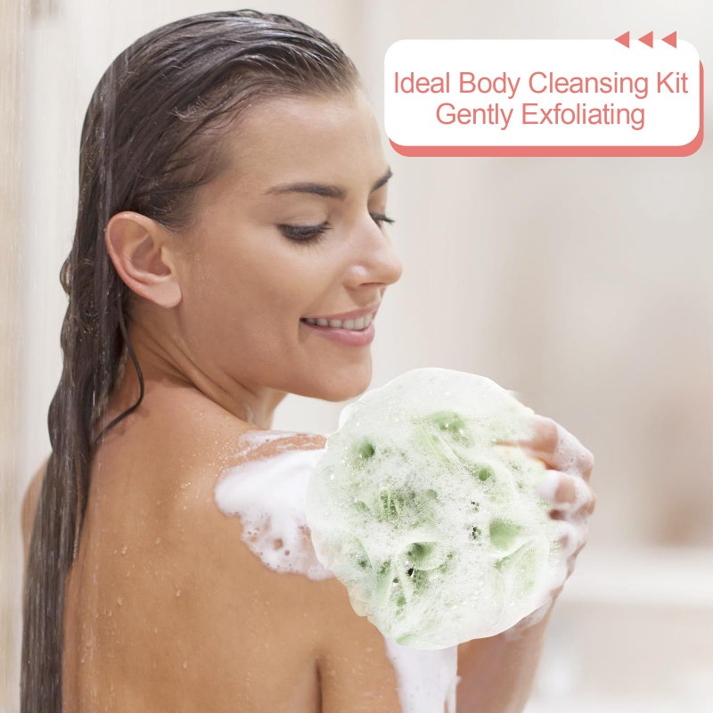 GoWorth Loofah Sponge Pack of 4, Deep Cleansing Body Scrubber for Shower, Exfoliating Bath Sponge with Handle for Women and Men (001, 50g) - Image 5