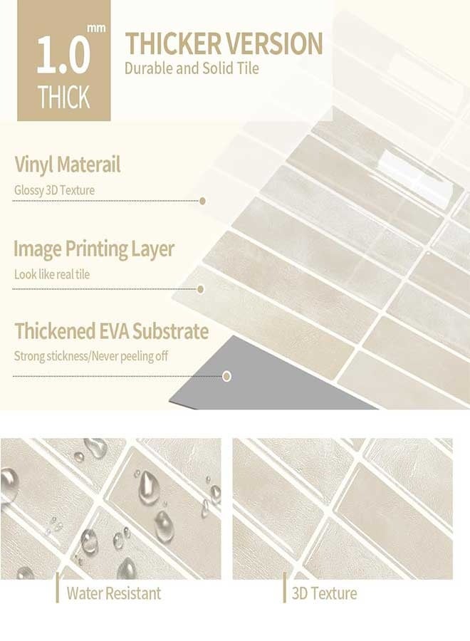 رَوَائِد بلاط خلفية للمطبخ قابل للتقشير واللصق، 5 صفائح ثلاثية الأبعاد ذاتية اللصق، بلاط لاصق للجدران في المطبخ والحمام، مقاس 23 × 29 سم - Image 5