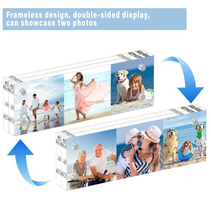 HELPLEX Acrylic Frame  3 Pack 2x6 Acrylic Picture Frames  20mm Thicker Frameless Clear Frame Double Sided Magnetic Frame  Free Standing Desktop Display Stand Acrylic Frames - Image 4