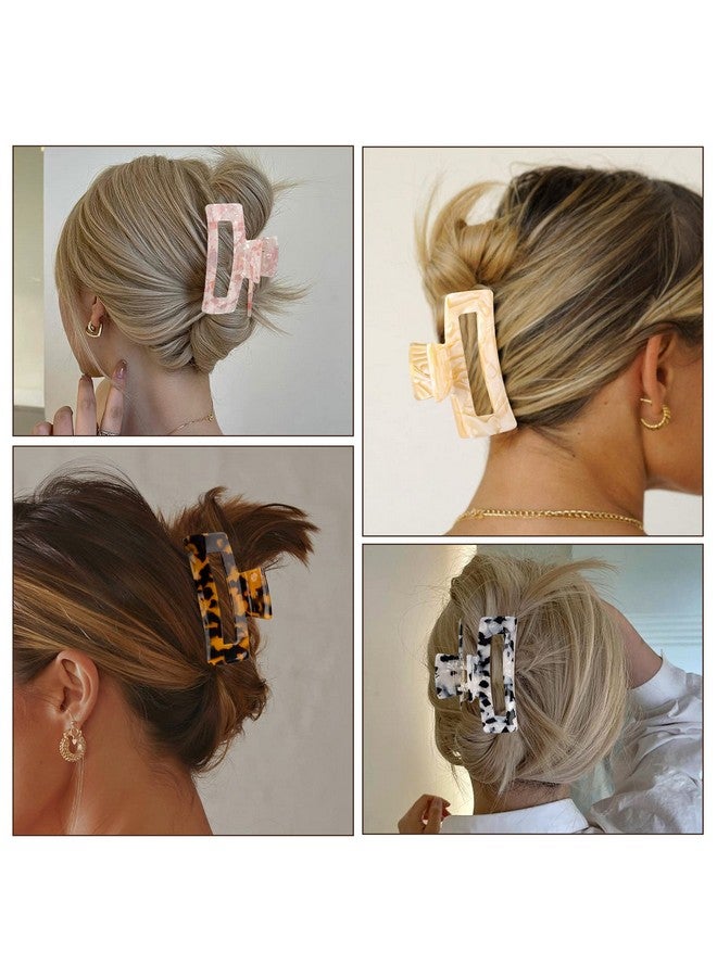 MagicSky 10 Pcs Hair Claw Clips For Women, Opal Marble Tortoise Acrylic Large Clip For Thick Thin Hair, 90'S Cute Butterfly Barrettes Pins, Aesthetic Styling Accessories For Girls-Rectangle - Image 3