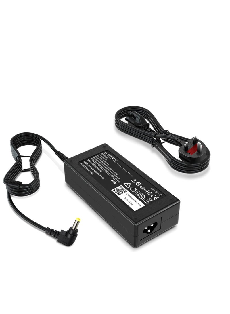Terabyte 65W Laptop Charger for Toshiba Satellite C50 C55 C55D C55T C655 C675 C850 C855 C855D C875 P50 L50 L55 L55D L75 L300 L305 PA3917U-1ACA PA3714U-1ACA PA5035U-1ACA 19V 3.42A AC Adapter Connector 5.5x2.5mm - Image 1