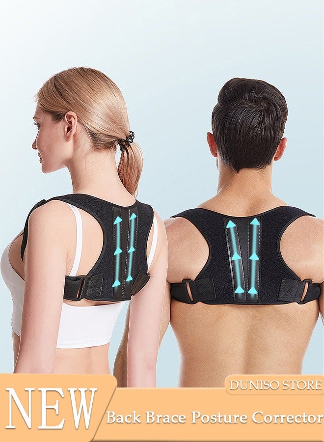 DUNISO Posture Corrector for Women and Men, Back Brace Fully Adjustable & Comfy,Scoliosis and Hunchback Correction,  Shoulder Support & Neck Tension Relief, Breathable Upper Back Straightener - Image 1