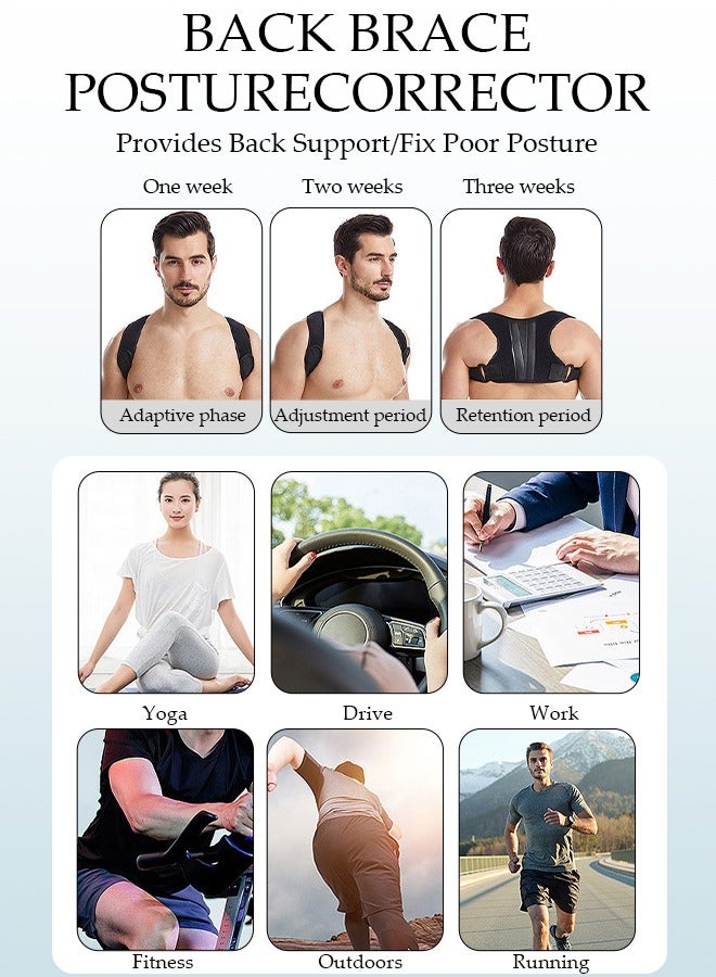 DUNISO Posture Corrector for Women and Men, Back Brace Fully Adjustable & Comfy,Scoliosis and Hunchback Correction,  Shoulder Support & Neck Tension Relief, Breathable Upper Back Straightener - Image 2