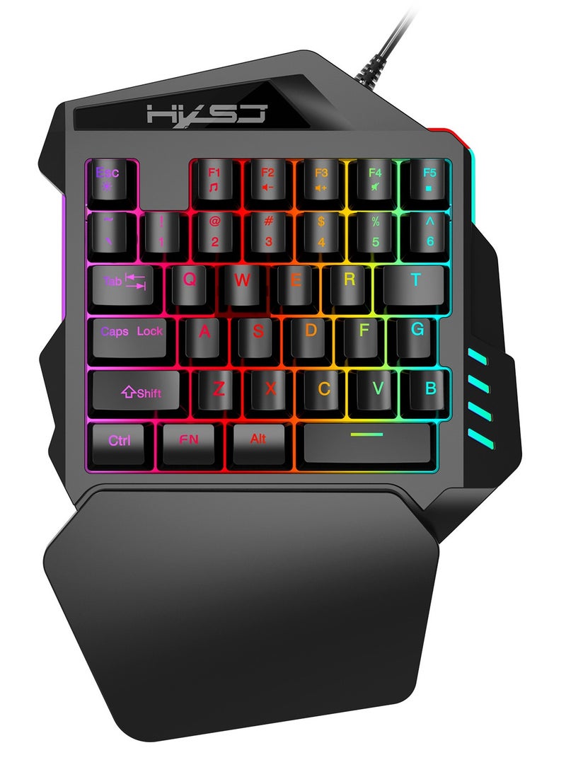 One-handed luminous keyboard left-hand set small mini portable - Image 1