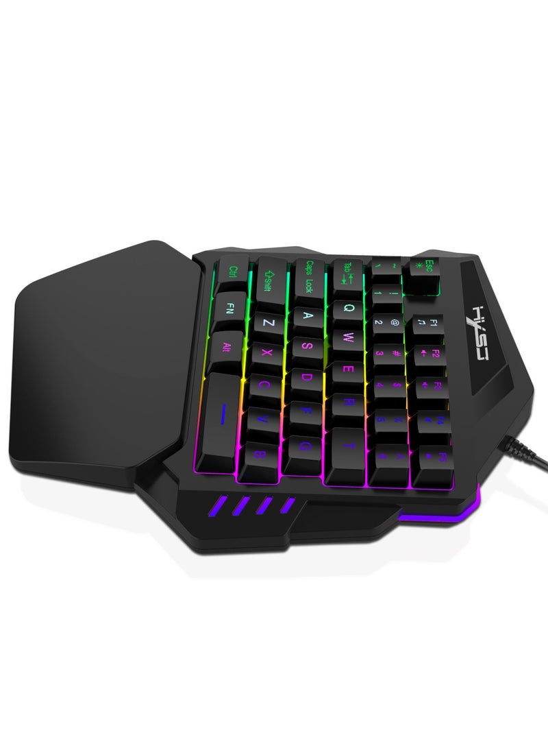 One-handed luminous keyboard left-hand set small mini portable - Image 5