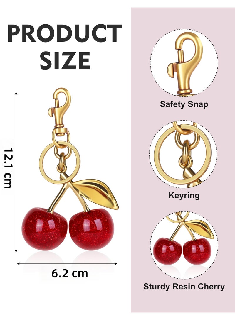 LUMYA Cherry Bag Charm Keychain, Cute Cherry Accessories, Sparkling Purse Charms Keychain for Women, Car Bag Keychain Accessories, Handbags Wallets Backpacks Gifts(6.2cm x 12.1cm) - Image 2