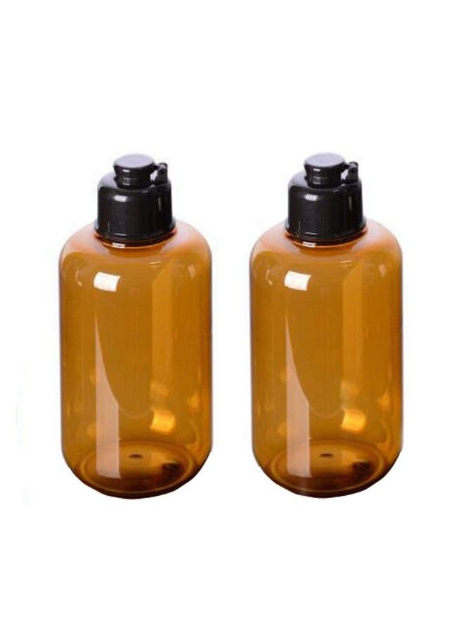 Elandy 2Pcs 200Ml Empty Refillable Amber Pet Bottles Containers Jars Pot Storage With Black Flip Cap For Filling Cosmetic Liquids Skin Care Products Facial Cleanser Cream Lotion Shampoo Emulsion - Image 2