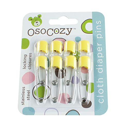 OsoCozy OsoCozy Diaper Pins Yellow Sturdy Stainless Steel Diaper Pins with Safe Locking Closures Use for Special Events Crafts or Colorful Laundry Pins 2875 Inch x 025 Inch x 05 Inch
