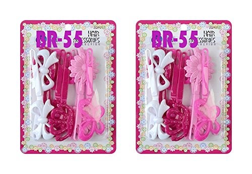 Tara Girls Self Hinge Multi Design Plastic Bow Hair Barrettes Selection Pack Of 2 BR55