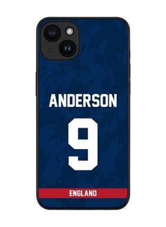 Cover for iPhone 15 Case , Rugged Black Slim fit Soft Flexible Thin Protective Phone Cases - Player Name - James Anderson, Jersey Number- 9