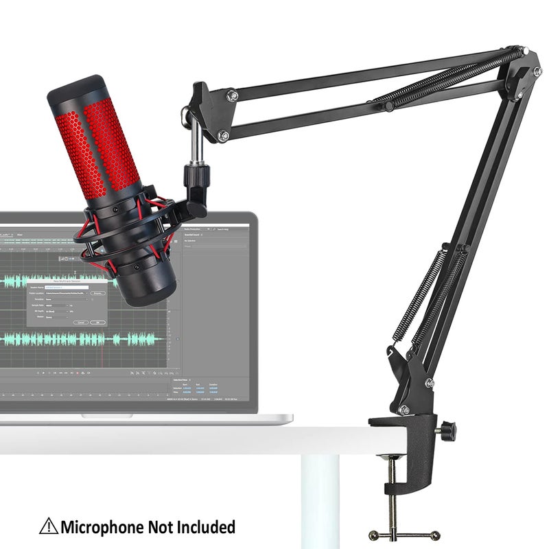 Mic Arm for QuadCast S - Boom Arm for HyperX QuadCast 2 QuadCast SoloCast, Blue Yeti, Fifine AM8, Rode, Shure, Razer, Gaming Mic and Most Microphones using 3/8" to 5/8" Adapter