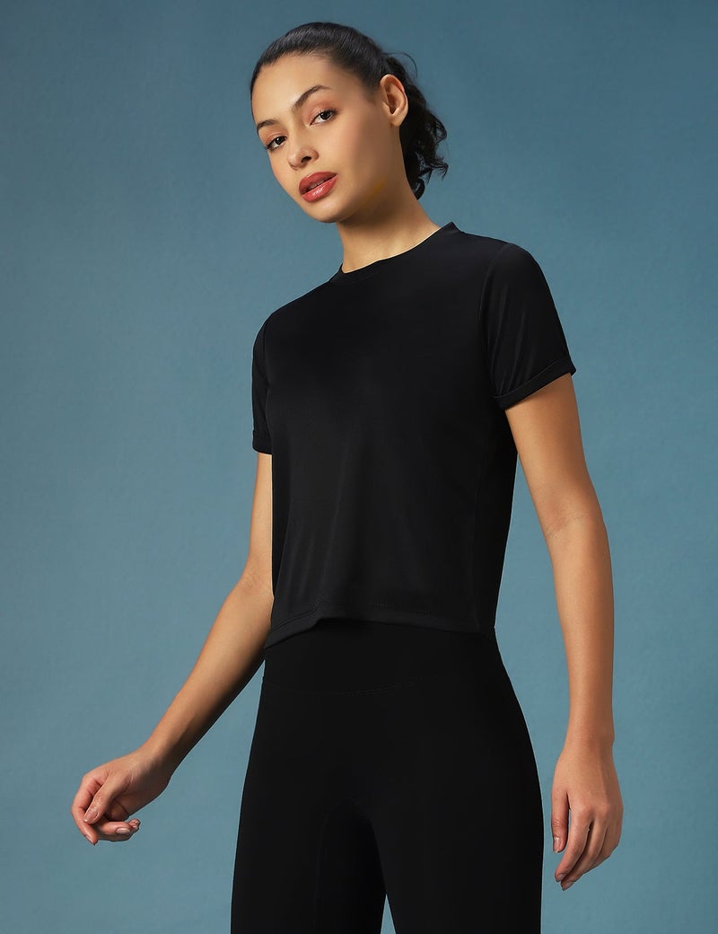 pump'd قميص نسائي برقبة دائرية بأكمام ملفوفة - Image 1