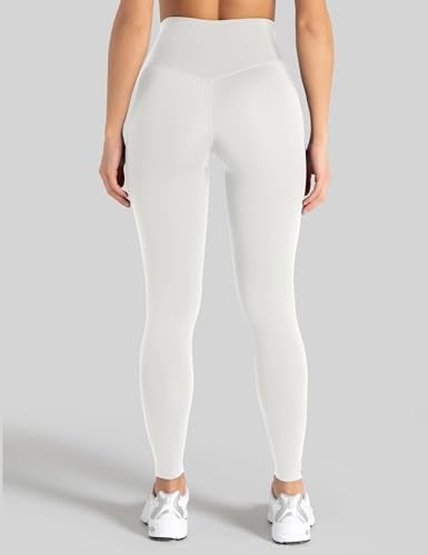 Unthewe Naked-Feel No Front Seam Leggings for Women - High Waisted Buttery Soft Workout Yoga Pants 25"(U810-Moon White-M) - Image 4