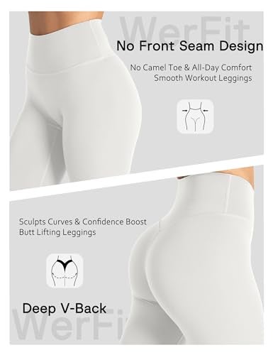 Unthewe Naked-Feel No Front Seam Leggings for Women - High Waisted Buttery Soft Workout Yoga Pants 25"(U810-Moon White-M) - Image 5