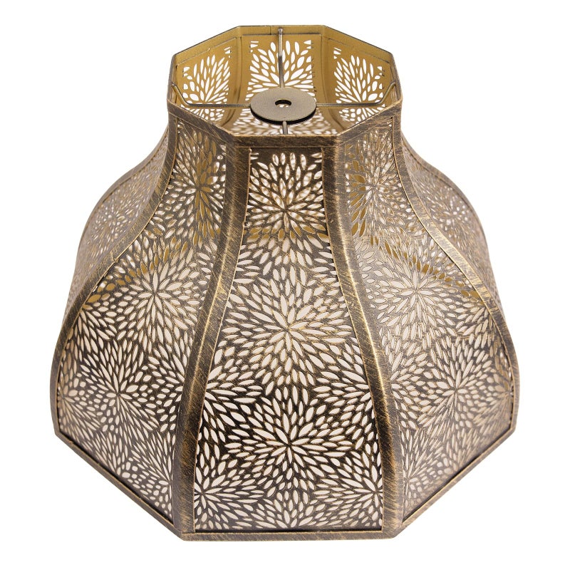 ALUCSET Exquisite Eight-Petal Lotus Metal Cover with Etched Chrysanthemum Pattern in Antique Bronze and Gold Finish for Table Lamp Floor Lamp Fits Living Room Bedroom ALUCSET Metal Lamp Shade - Image 1