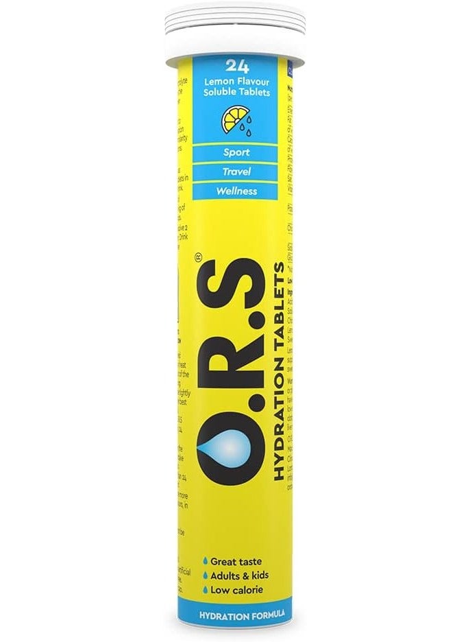 O.R.S Hydration Tablets - Natural Lemon Flavor - 24 Count Pack - Image 1