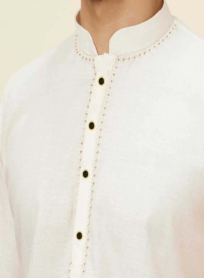 THANUS CRAFT THANU'S CRAFT Traditional White and Black Stone Kurta Buttons Cufflinks Combo Gold Plated With Chain For Women and Men - Image 2