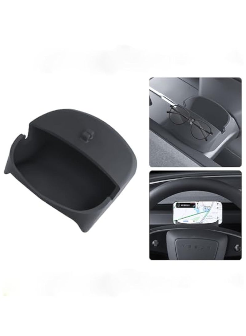 KASTWAVE Center Console Organizer for Tesla 2024 Model 3, Steering Wheel Phone Holder, Steering Wheel Tray, Non Slip Silicone Phone Storage Tray, Dashboard Hidden Tray, Model 3 Accessories - Image 1