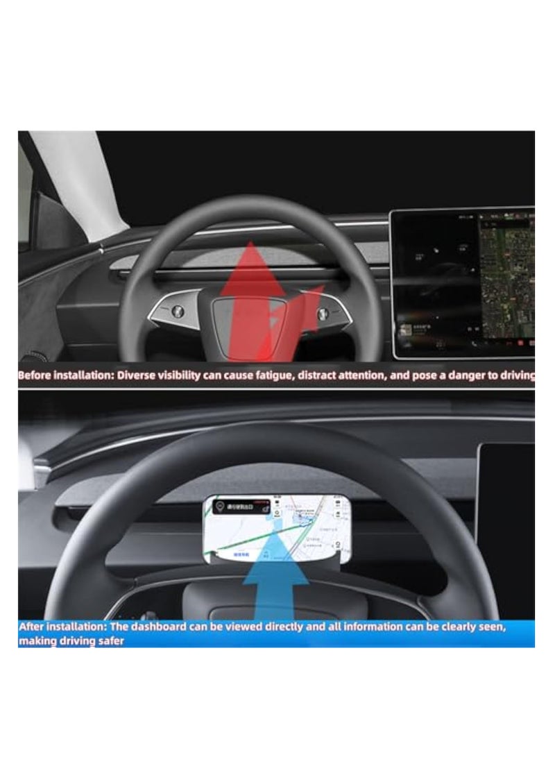 KASTWAVE Center Console Organizer for Tesla 2024 Model 3, Steering Wheel Phone Holder, Steering Wheel Tray, Non Slip Silicone Phone Storage Tray, Dashboard Hidden Tray, Model 3 Accessories - Image 2